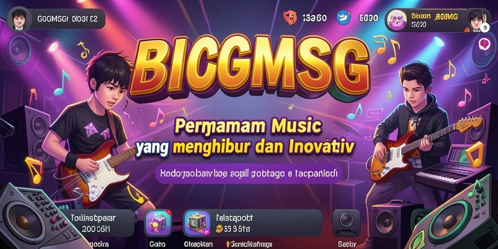 Tampilan layar utama BIGMSG yang menampilkan gameplay musik yang menarik.