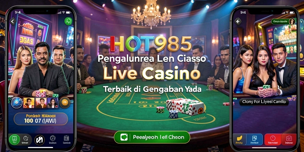 Tampilan screenshot HOT985 menampilkan dealer langsung dan permainan Live Casino yang mendebarkan.