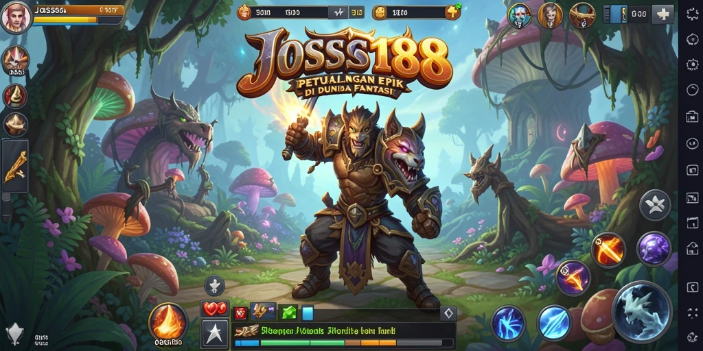 Tangkapan layar utama JOSS188 menampilkan aksi pertarungan seru di dunia RPG.