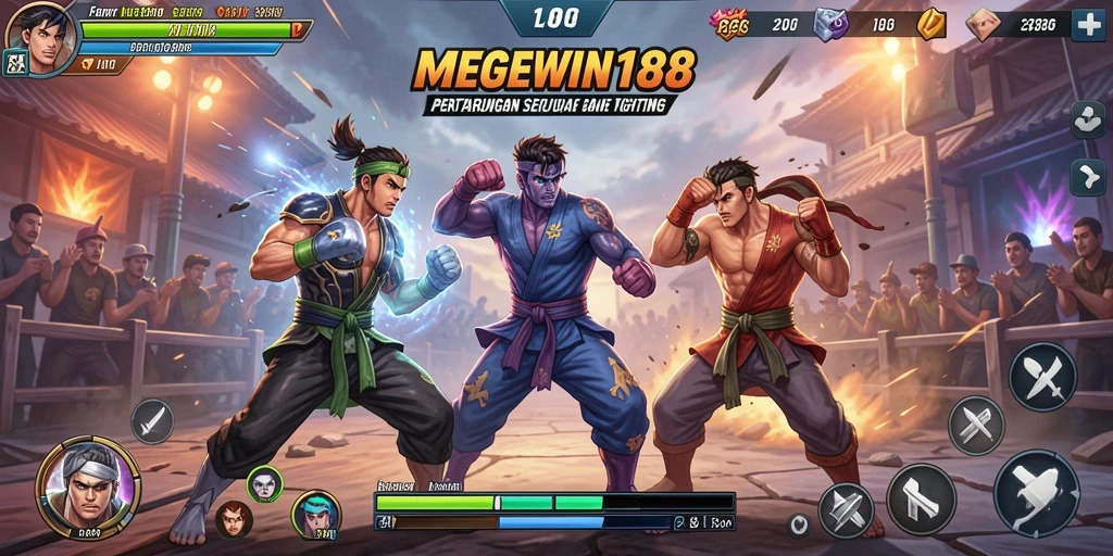 Screenshot gameplay MEGEWIN188 menampilkan aksi pertarungan yang mendebarkan.