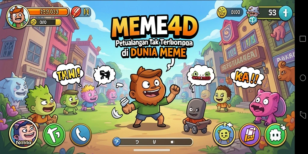 Gameplay <strong>MEME4D</strong> yang penuh aksi dan humor.
