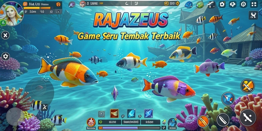 Screenshot menarik dari gameplay RAJAZEUS yang penuh aksi Tembak Ikan.