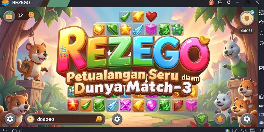Tampilan layar gameplay yang penuh warna dan seru dari REZEGO.